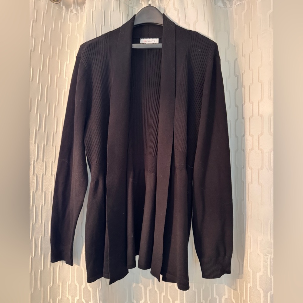 Liz Claiborne Black Knit Cardigan Sweater- Size 1X